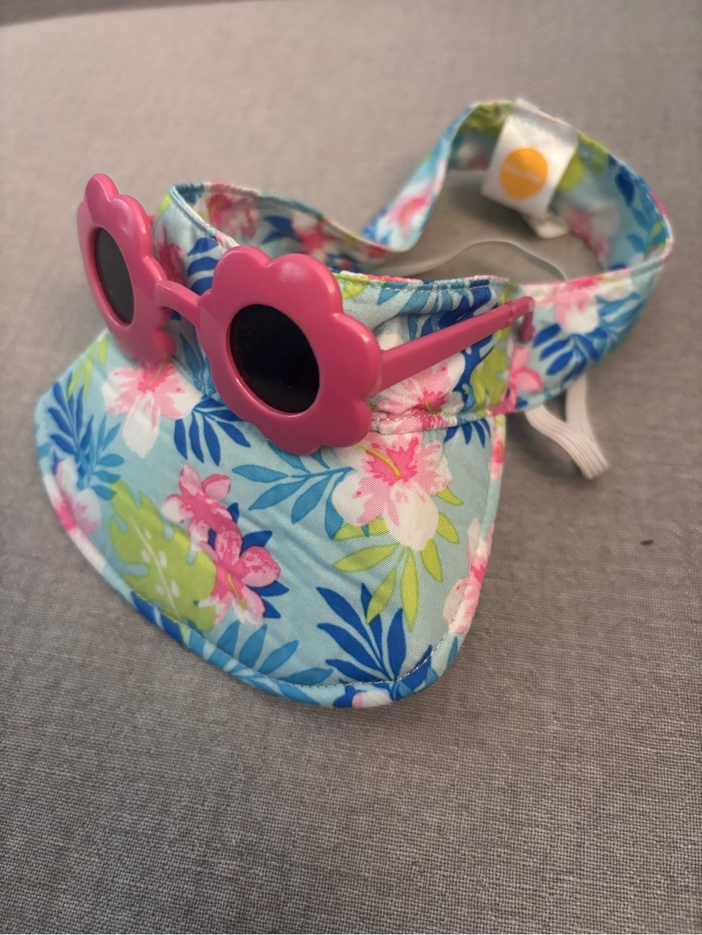 Blue Floral Visor with Pink Flower Sunglasses